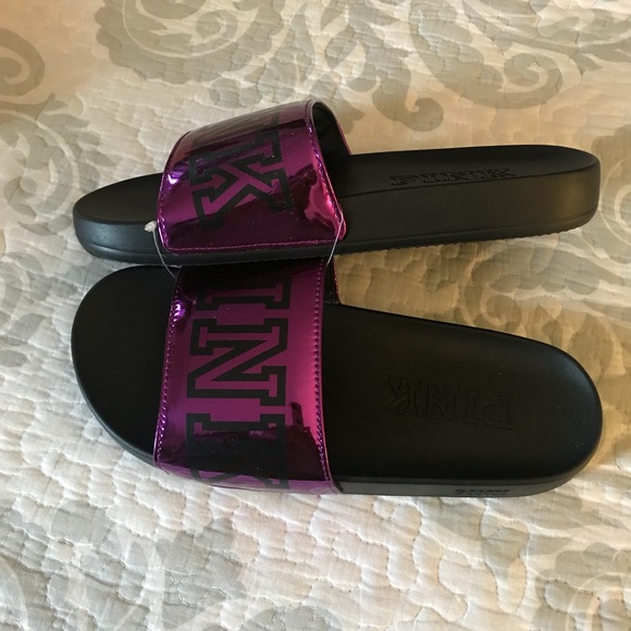 PINK Victoria's Secret Shoes - 💜New VS Pink Slides,Color-Purple,Size-Small💜
